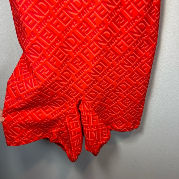 Skims X Fendi Women's Sleeveless Mid Thigh Bodysuit Georgia Orange Stretch Sz XS - Picture 5 of 12